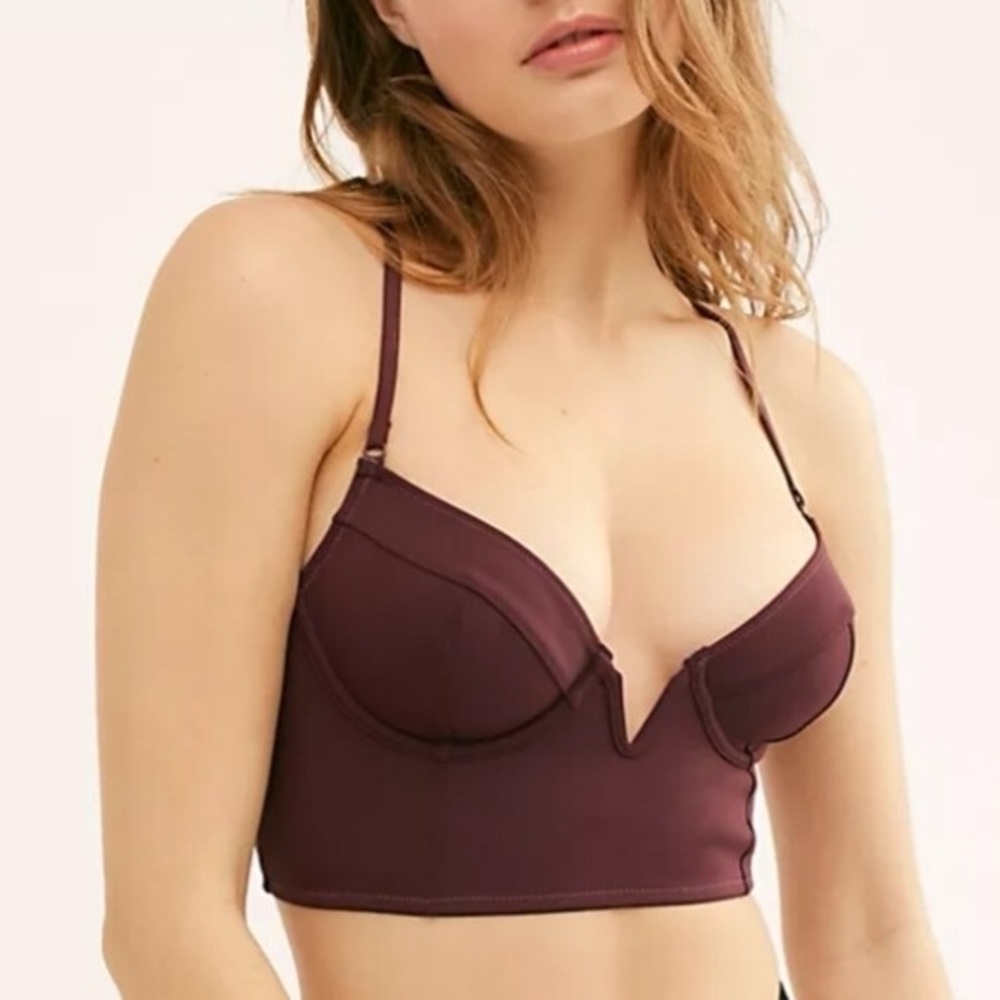 Free People Plum Red Longline Bra Brianna Style XS